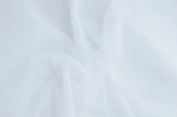 Fabric Background White Translucent Curtain Tulle Close — Stock Photo, Image