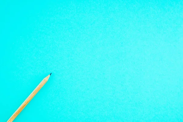 Crayon Bois Sur Fond Papier Turquoise Place Pour Votre Texte — Photo