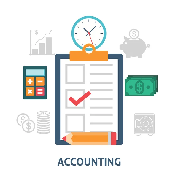Iconos de concepto de contabilidad plana — Archivo Imágenes Vectoriales