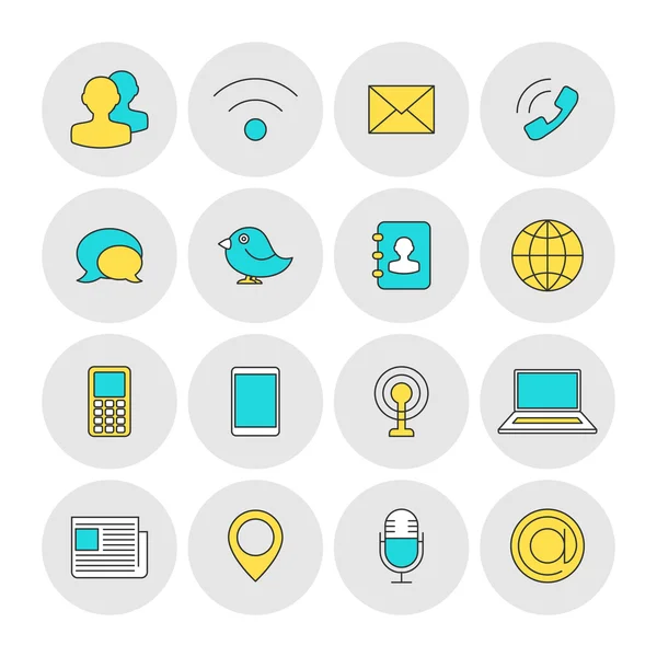 Communication outline icons flat — Stock Vector