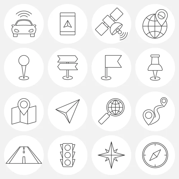 Navigation line icons — Stock Vector