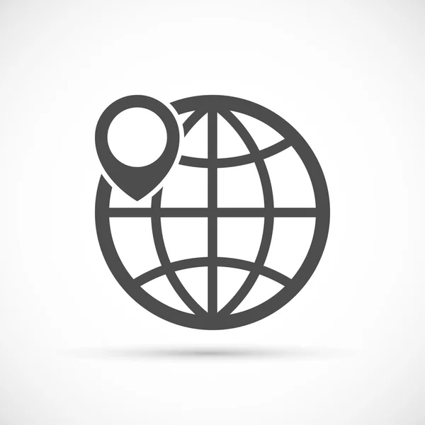 Wereldbol met pin pictogram — Stockvector
