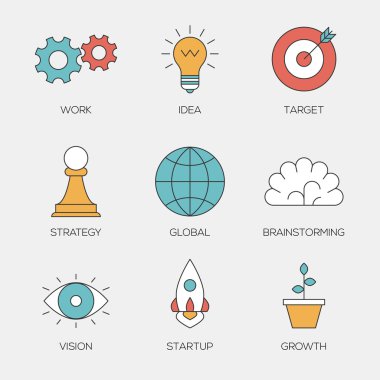 İş yaratıcı renkli ikonları/simgeleri