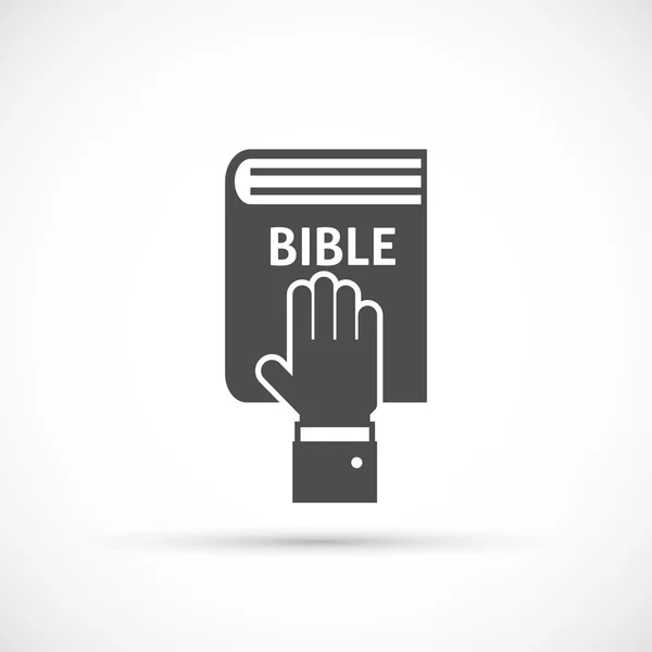 Mano en el icono de la Biblia — Vector de stock