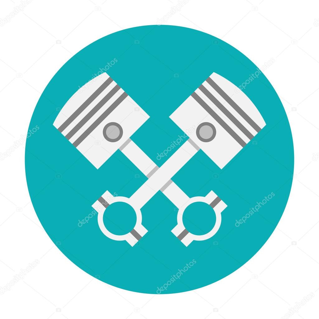Crossed engine pistons icon flat