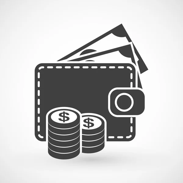 Wallet with money and coins icon — Stock Vector