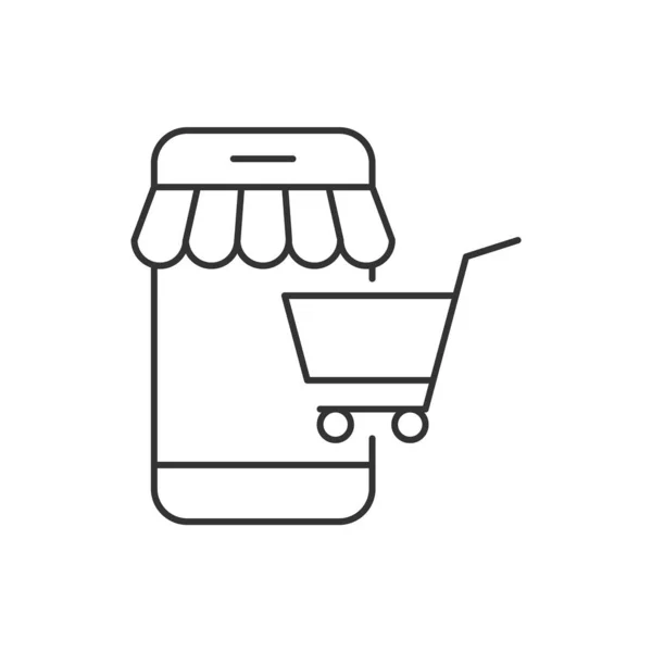 Icono de contorno de compras móvil sobre fondo blanco — Archivo Imágenes Vectoriales