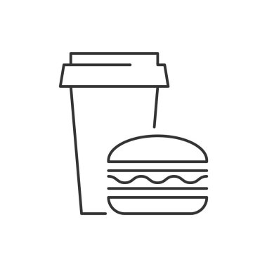 Beyaz arkaplanda Fast Food doğrusal simgesi