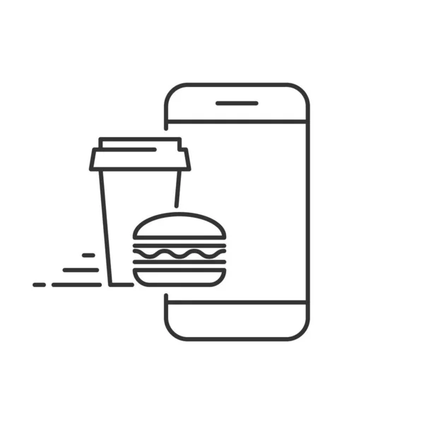 Encomende comida do telefone celular no branco —  Vetores de Stock