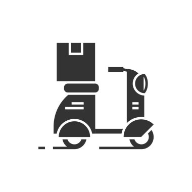 Bir scooter siyah simgesine paket teslimatı