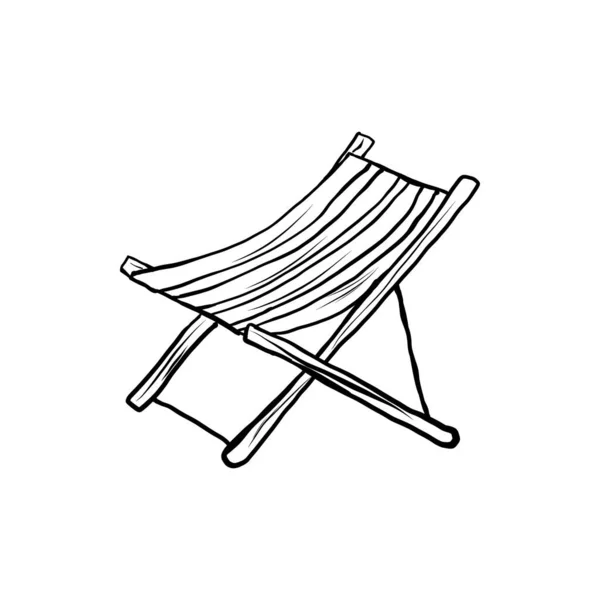 Striped beach chair hand draw vector illustration isolated — Stock Vector