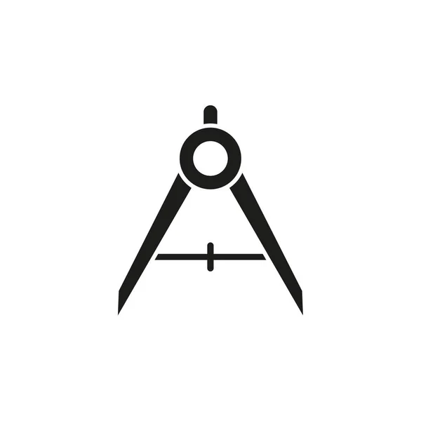 Kompassdelare svart glyf ikon — Stock vektor