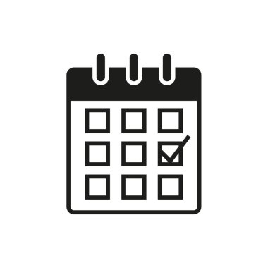 Takvim siyah kabartma simgesi. Vektör illüstrasyonu