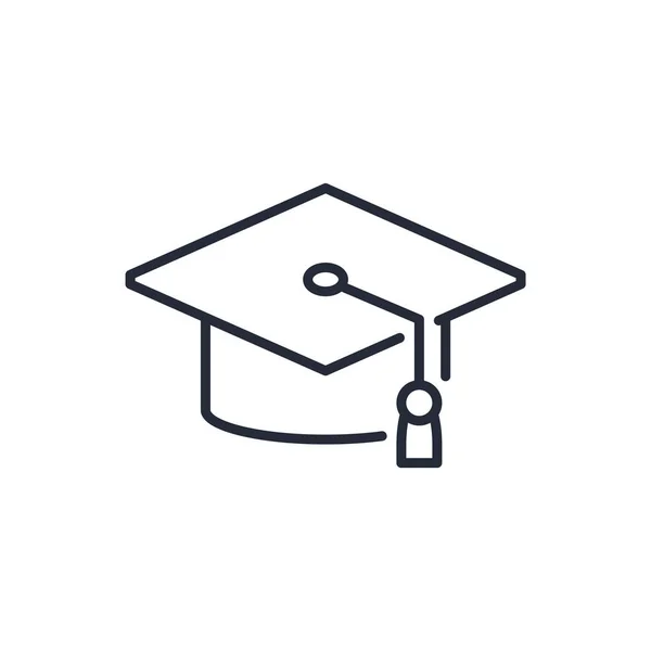 Icono de línea de tapa de graduación sobre fondo blanco — Archivo Imágenes Vectoriales