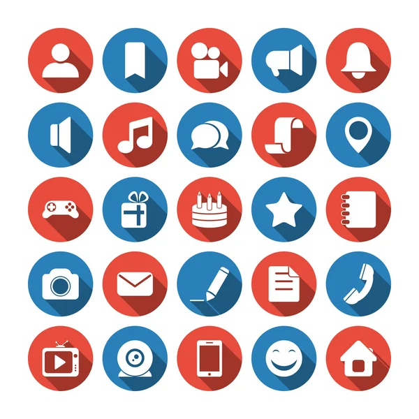 Iconos sociales y de medios — Vector de stock