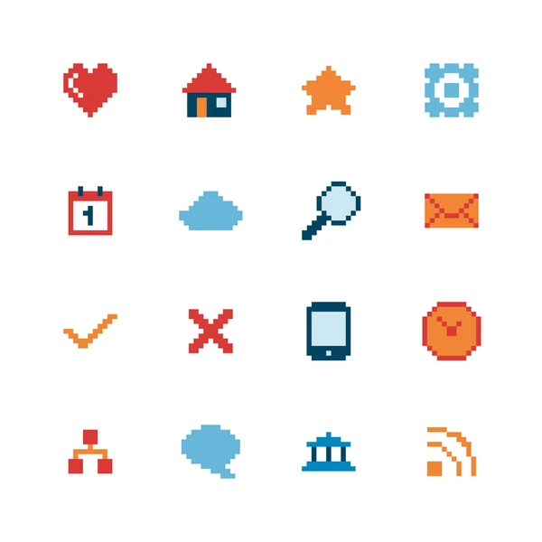 Piksel Web Icons Set — Stok Vektör