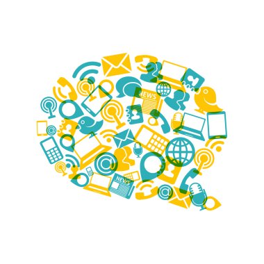 Sosyal medya iletişim simgeleri ile şekil kabarcık