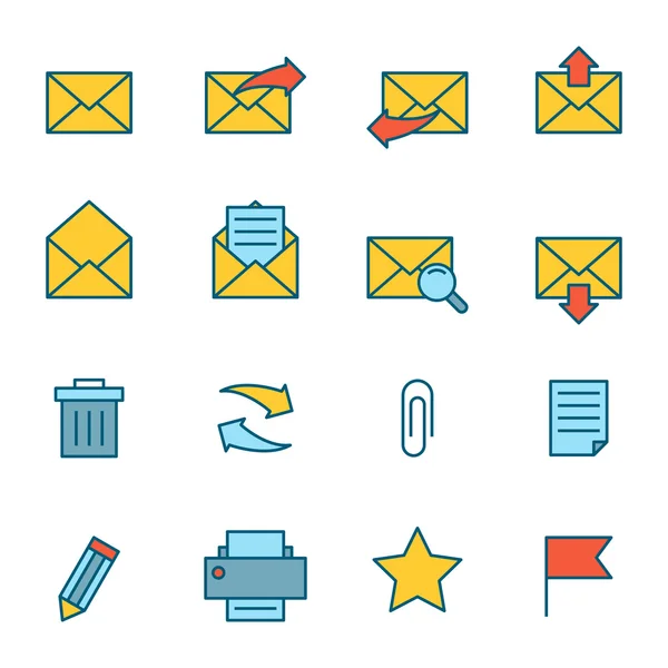 Email Icons Flat — Stock Vector