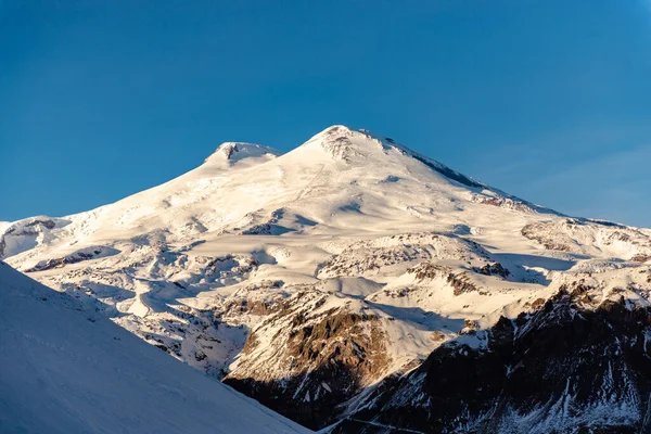 Monte Elbrus Inverno Vista Elbrus Partir Montanha Cheget Nas Proximidades — Fotografia de Stock