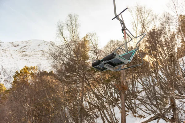 Alter Sessellift Auf Den Berg Leerer Skilift Cheget Winter 2021 — Stockfoto