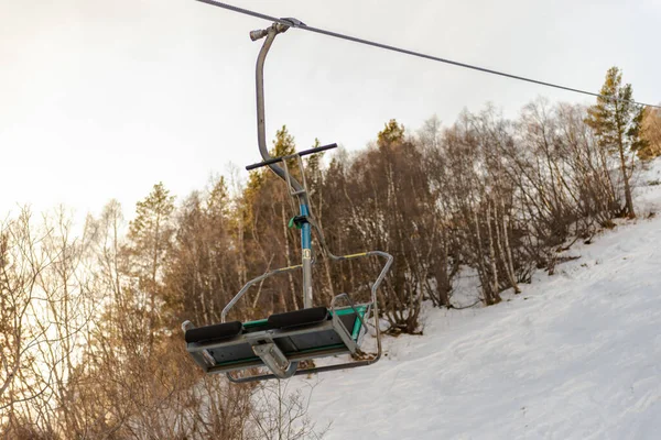 Alter Sessellift Auf Den Berg Leerer Skilift Cheget Winter 2021 — Stockfoto