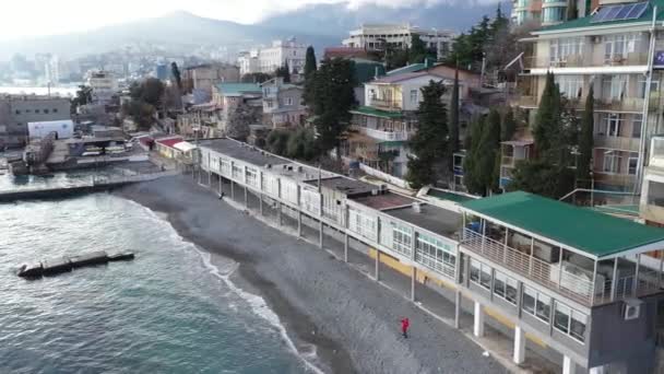 Yalta Crimea Invierno 2020 Yalta Samostroy Desde Lado Del Terraplén — Vídeos de Stock