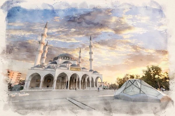 Nya Melike Hatun Moskén Ankara Turkiet Nära Genclik Park Huvudstaden — Stockfoto
