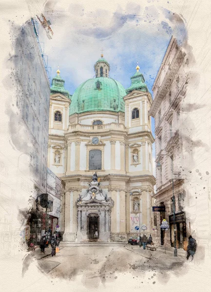 Peterskirche Berömd Barock Romersk Katolska Församlingen Peterskyrkan Petersplatz Wien Österrike — Stockfoto