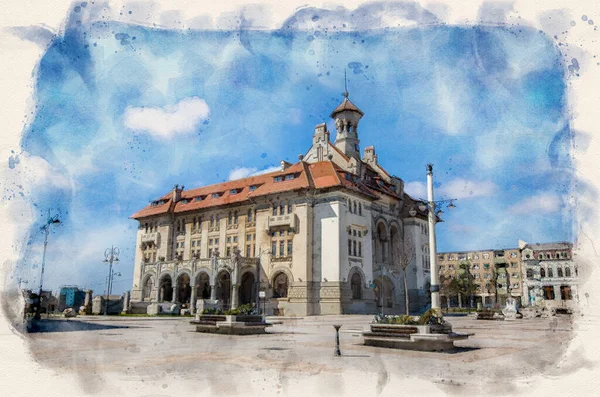 Piazza Ovidiu Con Museo Nazionale Storia Archeologia Nel Centro Storico — Foto Stock