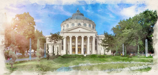 Romanya Nın Bükreş Kentinde Bulunan Romen Athenaeum George Enescu Athe — Stok fotoğraf