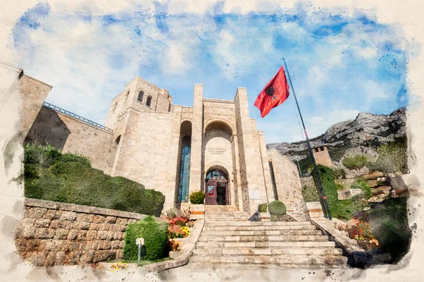 Museo Skanderbeg Kruje Albania Costruzione George Castriot Skanderbeg Eroe Albanese — Foto Stock