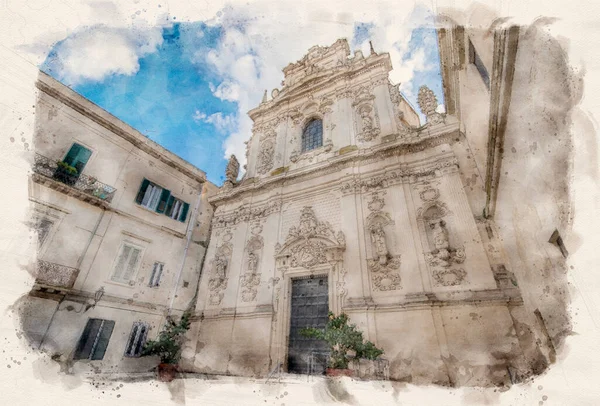 Fasáda Kostela Chiesa Maria Del Carmine Starém Barokním Městě Lecce — Stock fotografie