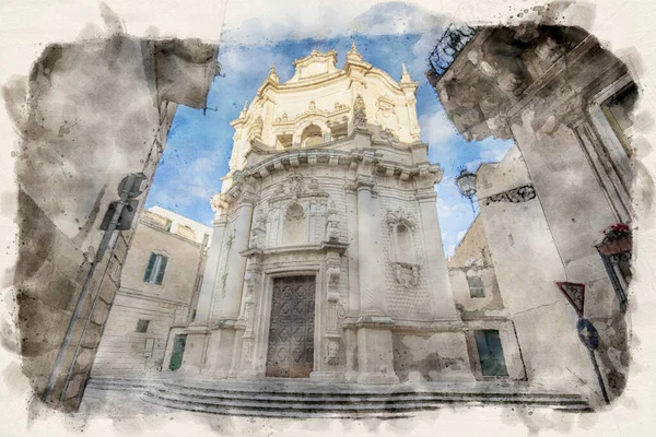 Lecce Puglia Włochy Fasada Kościoła Katolickiego San Matteo Parrocchia Chiesa — Zdjęcie stockowe