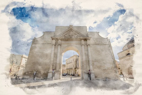Puerta Nápoles Porta Napoli Entrada Casco Antiguo Lecce Apulia Italia — Foto de Stock
