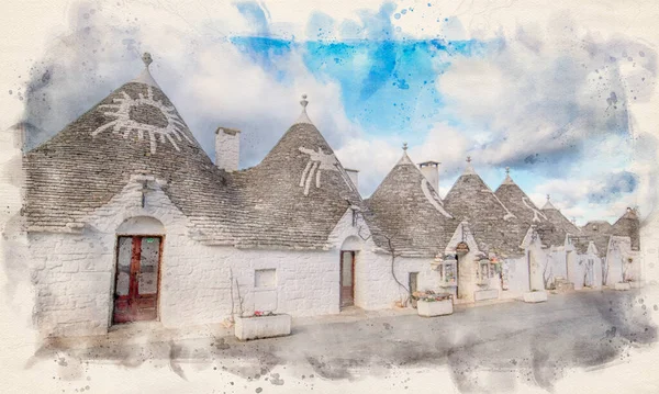 Alberobello Puglia Italia Vista Famosa Trulli Las Casas Blancas Con — Foto de Stock