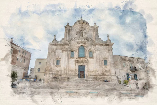 Matera Basilicata Puglia Włochy Kościół Franciszka Asyżu Chiesa San Francesco — Zdjęcie stockowe