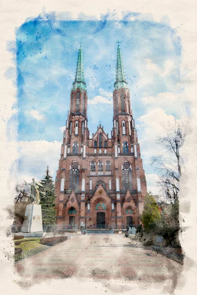 Warsaw Poland Tvillingtornskyrkan Saint Michael Ärkeängeln Och Saint Florian Martyren — Stockfoto