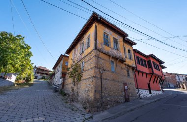 Perushitita, Bulgaria. Peruştitza 'nın etnografik rezervinde geleneksel eski Bulgar evleri