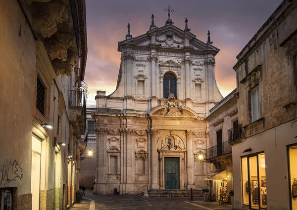 Lecce Puglia Italy 2019 Facade Ancient Baroque Church Santa Irene — Stock Photo, Image