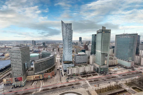 Waarschuw Polen Mei 2019 Luchtfoto Met Zlote Tarasy Zlota Wolkenkrabber — Stockfoto