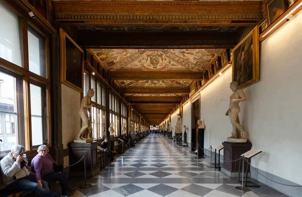 Florencia Italia 2020 Interior Galería Los Uffizi Museo Más Famoso —  Fotos de Stock