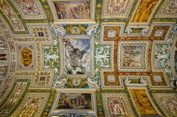 Vatican City Rome Italy 2019 Paintings Walls Ceilings Gallery Maps — Stock Photo, Image