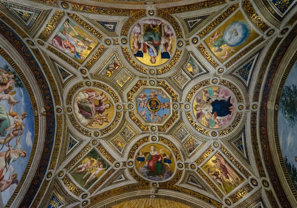 Vatican City Rome Italy 2020 Details Beautiful Painting Ceiling Stanze — 스톡 사진