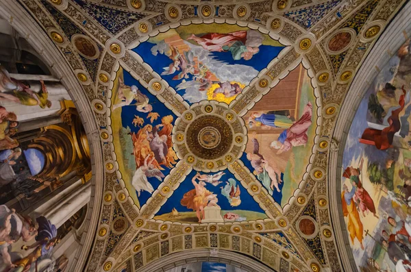 Vatican City Rome Italy 2020 Details Beautiful Painting Ceiling Stanze — 스톡 사진