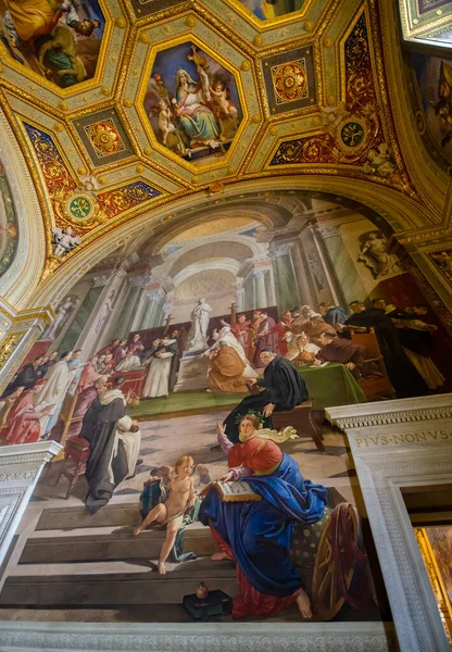 Vatican City Rome Italy 2020 Details Beautiful Painting Ceiling Stanze — 图库照片