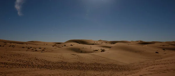 Dunas Areia Deserto Saara Durante Noite Sob Céu Estrelado Céu — Fotografia de Stock