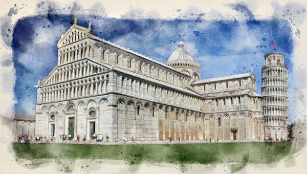 Kathedraal Van Pisa Duomo Pisa Met Scheve Toren Torre Pisa — Stockfoto