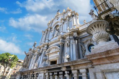 Catania, Sicilya, İtalya. Santa Agatha ve Liotru Katedrali ile Piazza Duomo