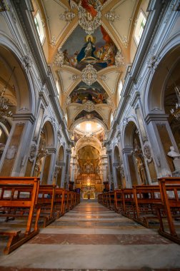 Catania, Sicilya, İtalya. Basilica della Collegiata ya da Basilica Maria Santissima dell 'Elemosina' nın içleri