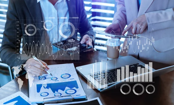 Data Management System Mit Business Analytics Konzept Geschäftsteams Die Mit — Stockfoto